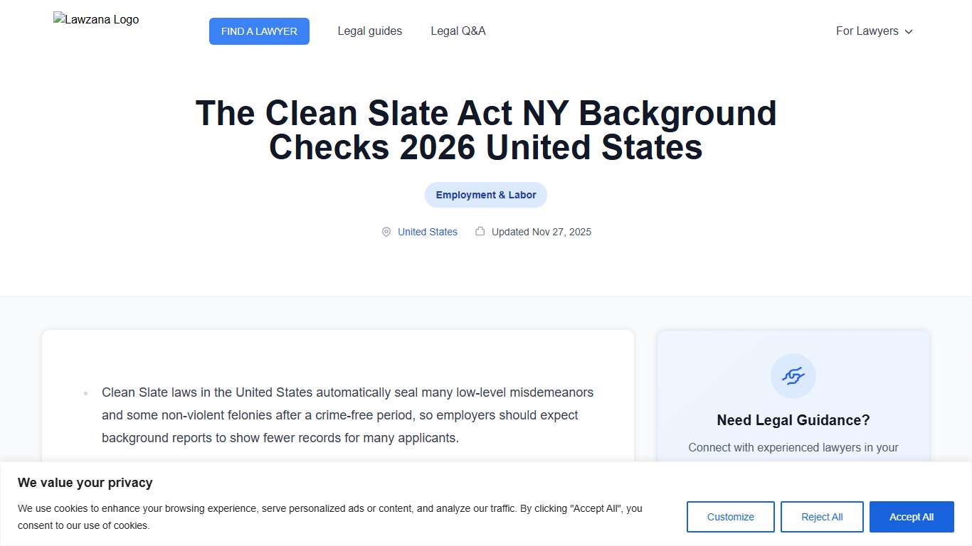 The Clean Slate Act NY Background Checks 2026 United States | United States